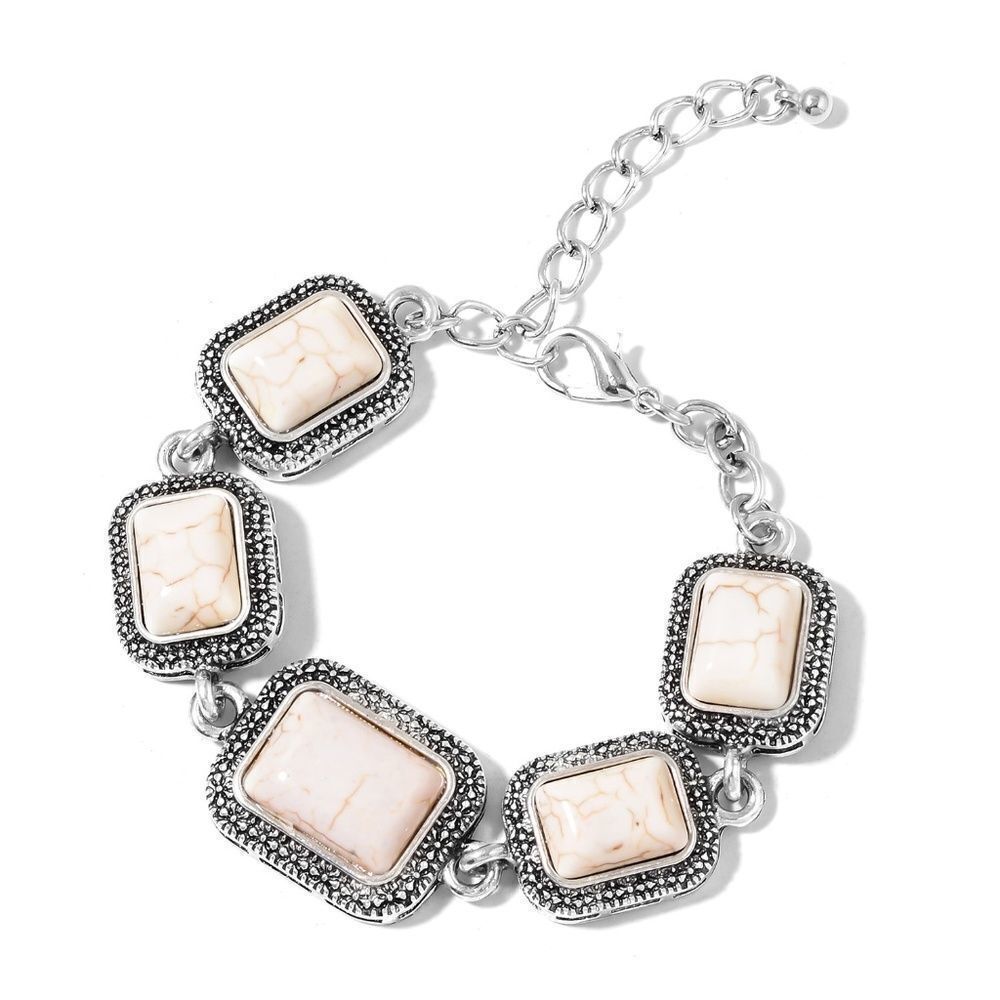 Howlite Bracelet 7.50 in Silvertone